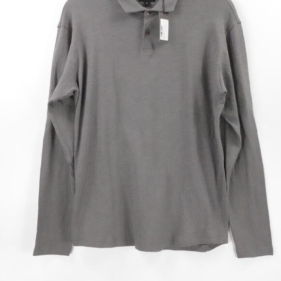 Rye 51 Shirt Mens Large Charcoal Mercer Distressed Long Sleeve Polo Casual - Picture 7 of 14